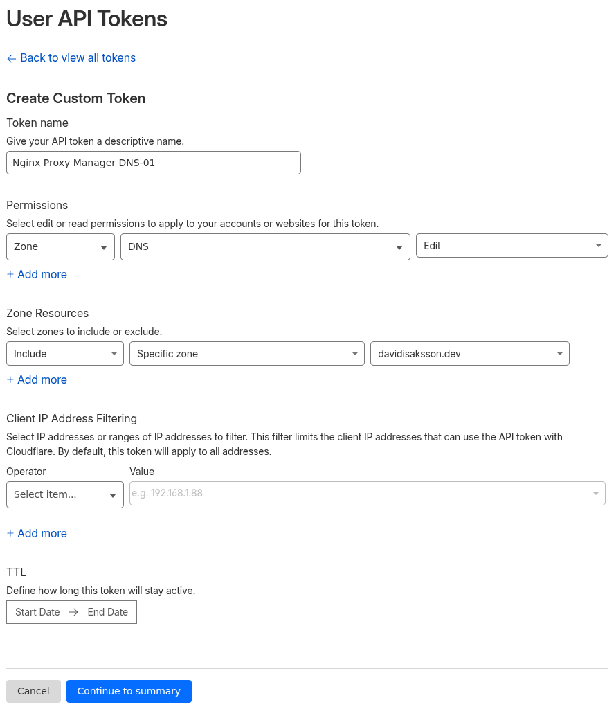 Creating an API token