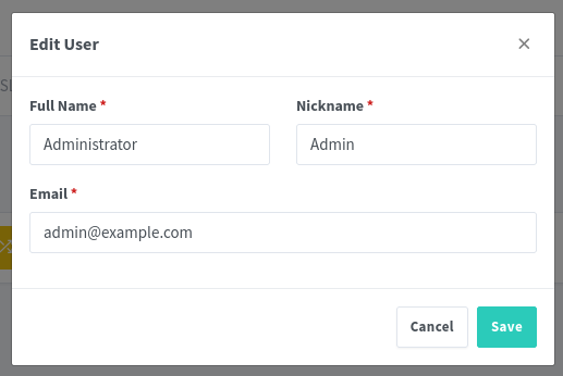 Change admin user info