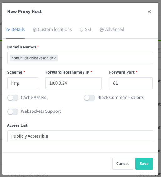 Adding Nginx Proxy Manager