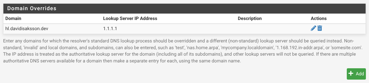 DNS override in pfSense
