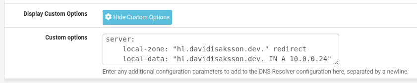 Unbound config in pfSense